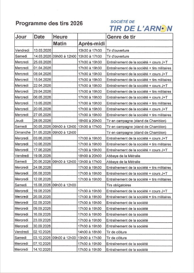 programme tir